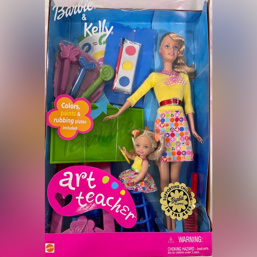 2002 Art Teacher Barbie and Kelly. New in box